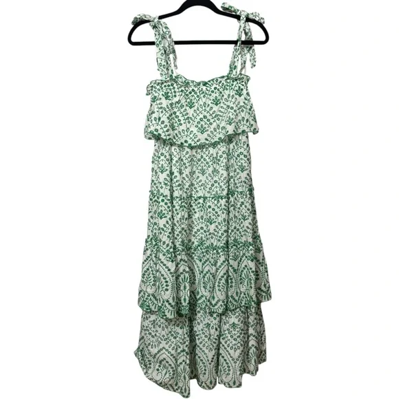 TCEC Green and White Eyelet Midi‎ Dress - Picture 5 of 11